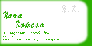 nora kopcso business card