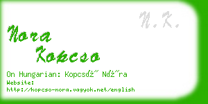 nora kopcso business card